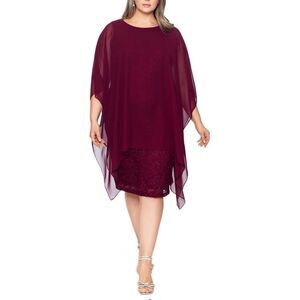 Betsy & Adam Chiffon Overlay Dress